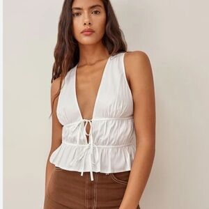 Reformation White Tie-Front Tank Top
